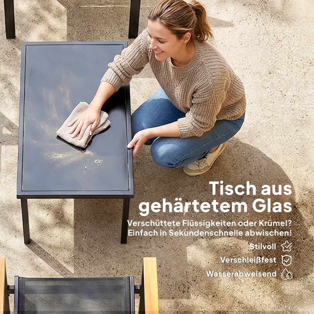 Set Giardino Divano 2 Posti Sedie Tavolino ¨C Minimal ¨C Grigio Antracite Metallo 110x63.5x84 cm