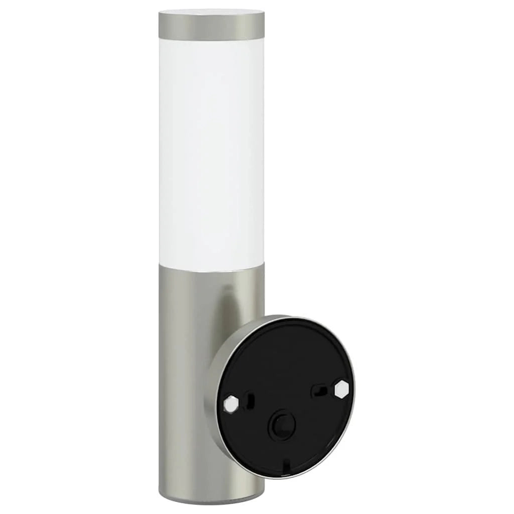 Set di 2 moderne applique da giardino cilindriche 15 x 7,5 x 33 cm in acciaio inox argento 02_0056502