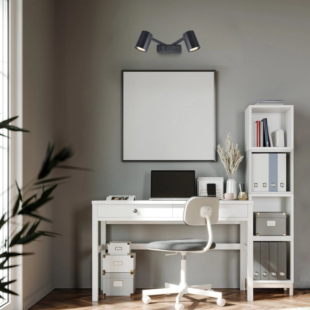 Applique Rabalux Karter nera doppia orientabile 2xGU10