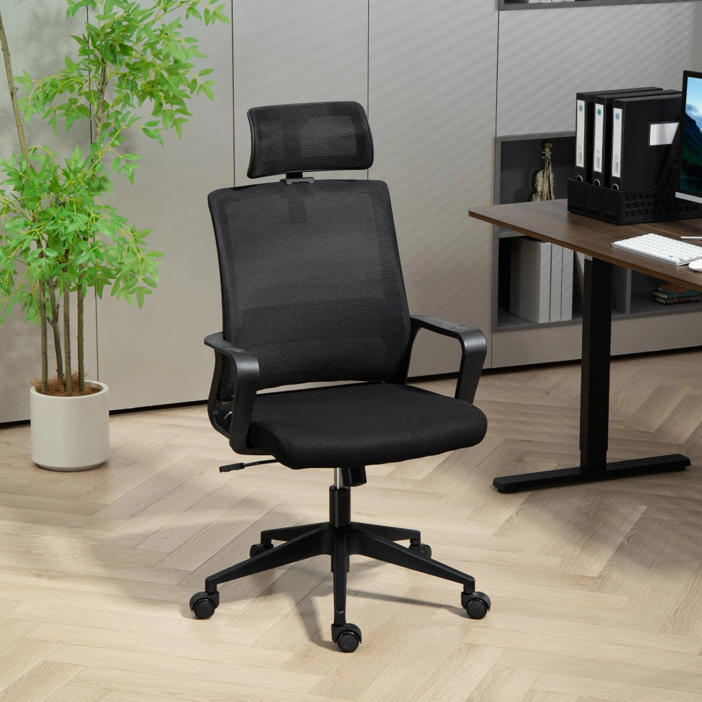 Sedia da Ufficio Ergonomica con Schienale e Poggiatesta ¨C Minimal ¨C Nero