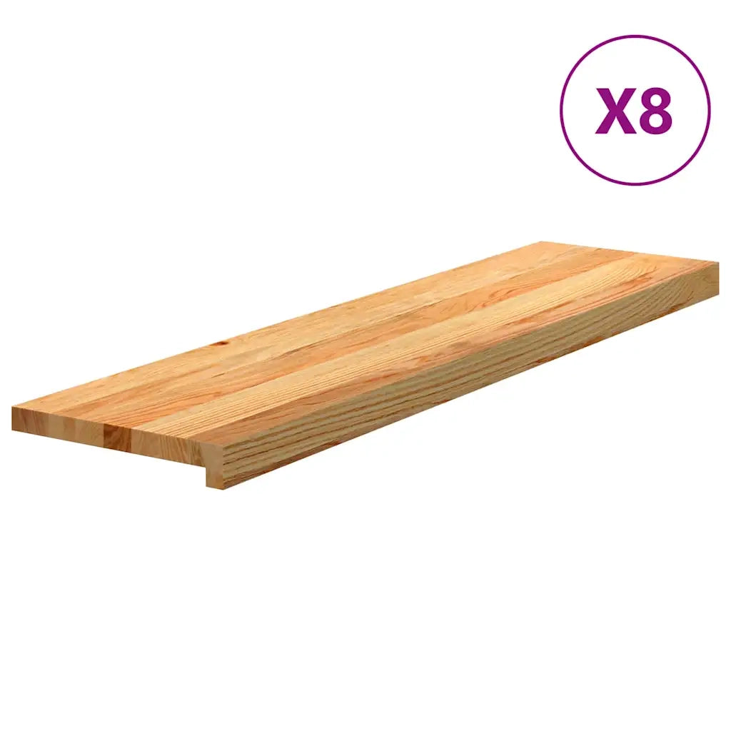 Gradini 8 pz | Tappetini per scale autoadesivi Marrone Chiaro 100x25x2 cm Legno Massello Rovere