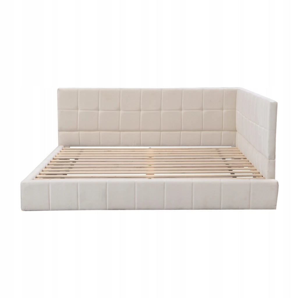 Letto imbottito 140x200 - Xylo - Beige, velluto