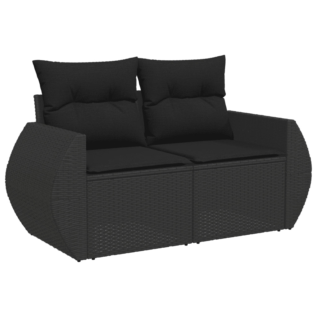 Set Divani da Giardino 4 pz con Cuscini Nero in Polyrattan 3221074