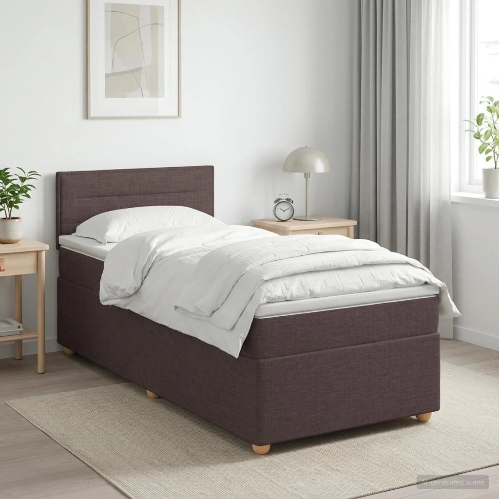 Letto box spring con materasso Marrone Scuro 90 x 200 cm 3452327