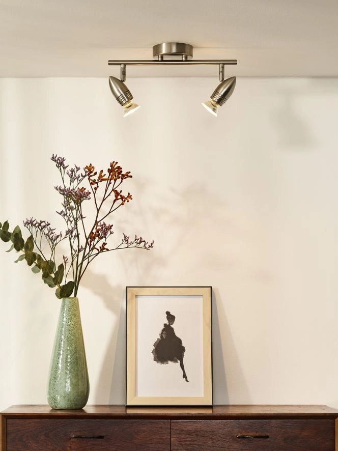 Faretto soffitto Lucide Caro 2 luci GU10 5W 2700K cromo