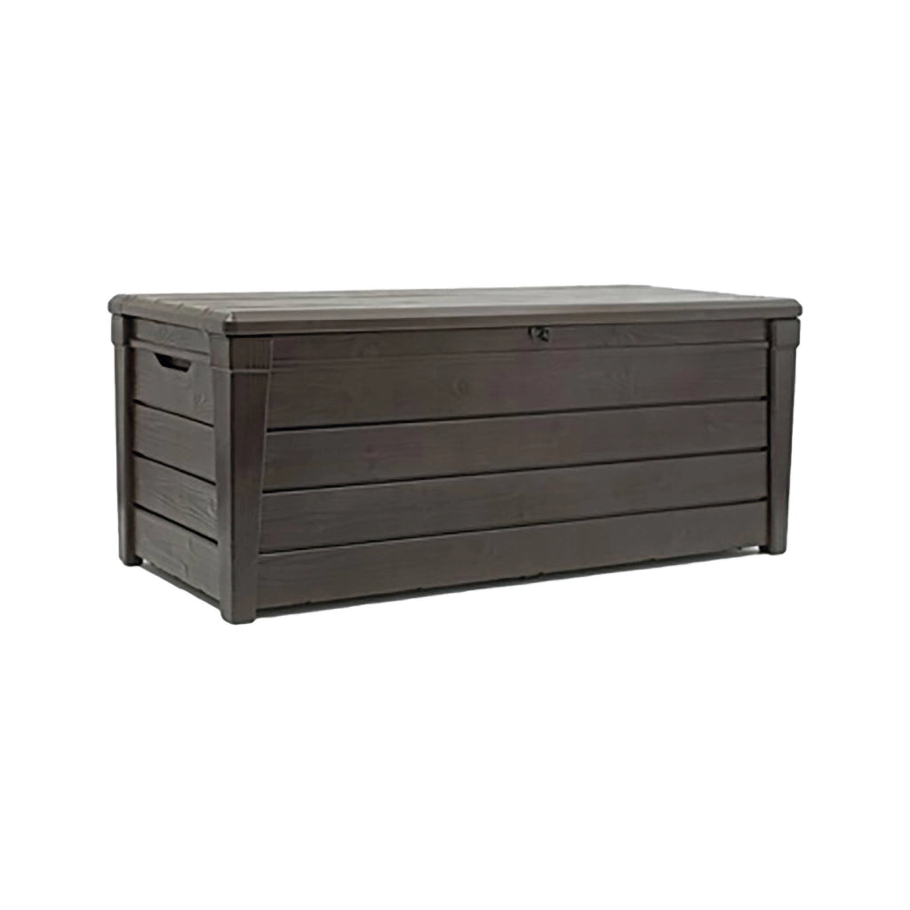 Cassapanca outdoor Wawa, Baule da giardino, Contenitore da esterno, Panchina contenitore da esterno, 145x70 h60 cm, Marrone