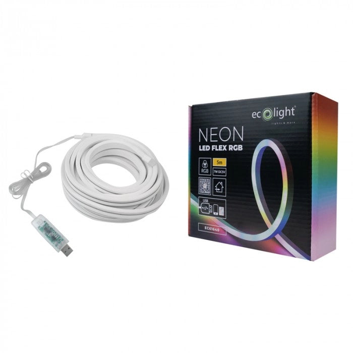 Striscia LED Neon RGB 5m USB 5V App smart Ecolight