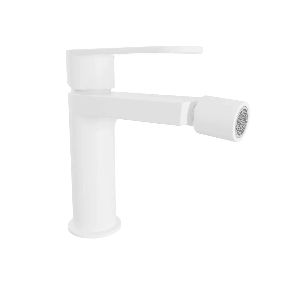 Set miscelatori lavabo ad incasso placca stondata bidet miscelatore esterno vasca bianco opaco | Margot