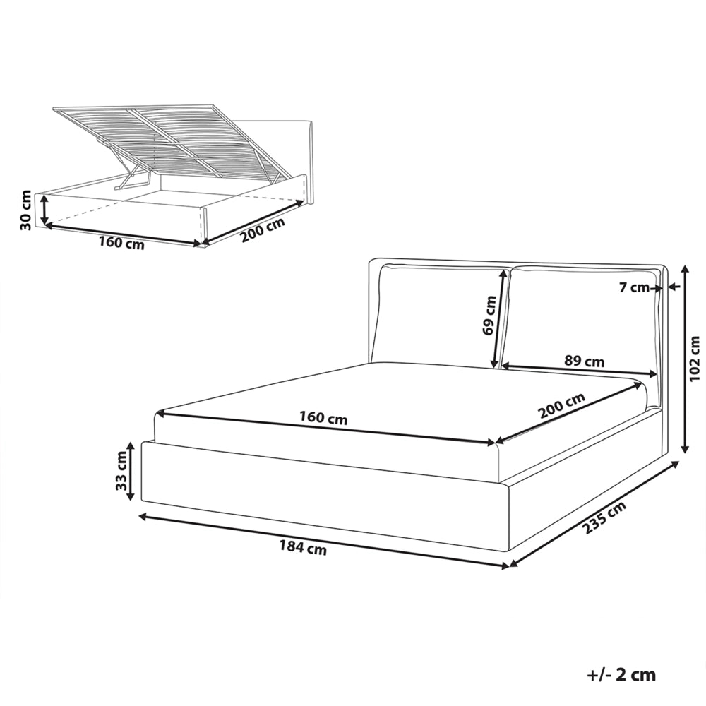 Letto matrimoniale in tessuto verde scuro con contenitore 160 x 200 cm camera da letto moderna