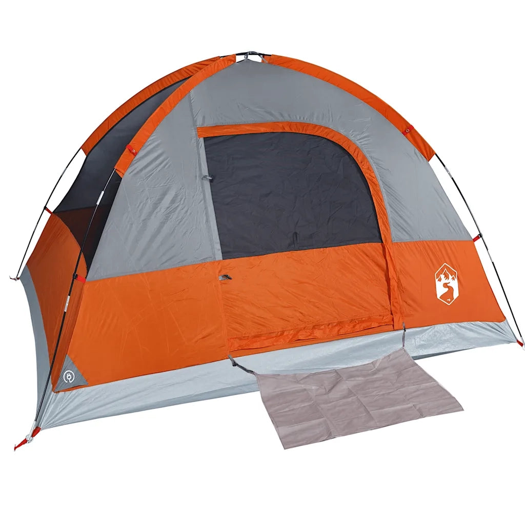 Tenda da Campeggio a Cupola 3 Persone-Tenda per Escursionismo Grigio e Arancione Impermeabile