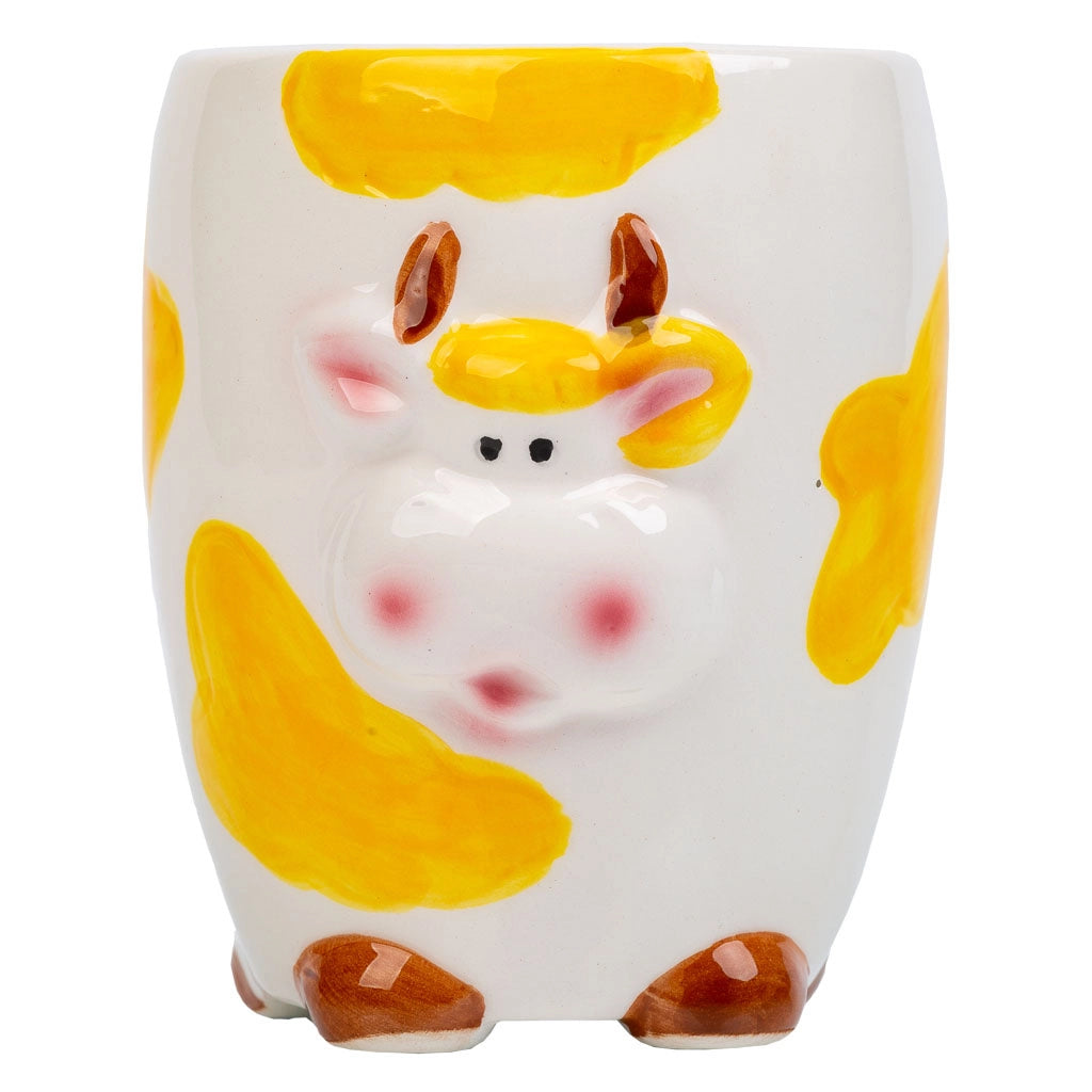 Portamatite mucca in ceramica arancione d7,5x10h