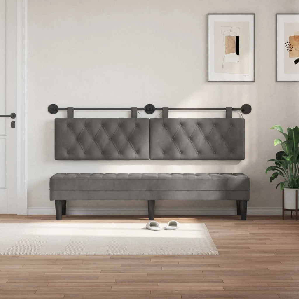 Testiera | Testata sospesa Con luce LED Grigio Scuro Velluto