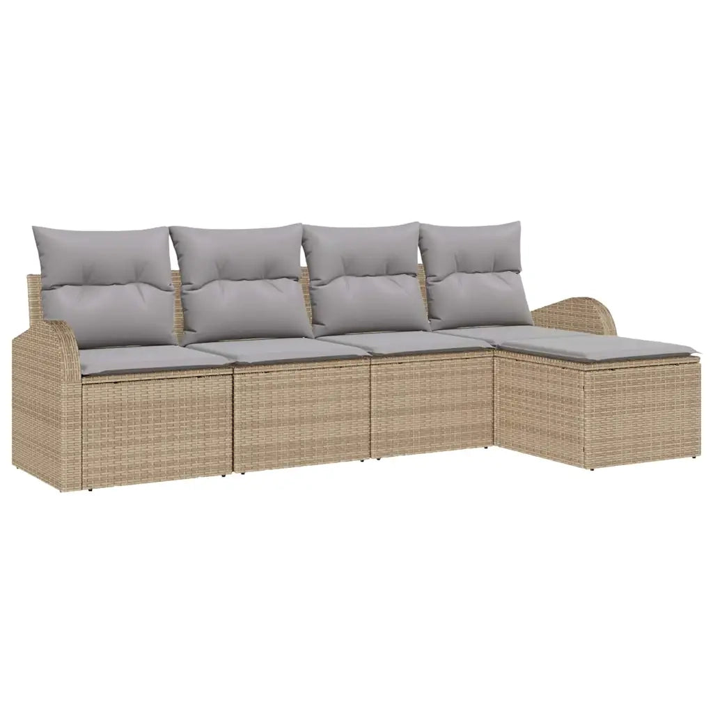 Set di divani 5 pcs Beige e Grigio Chiaro polyrattan