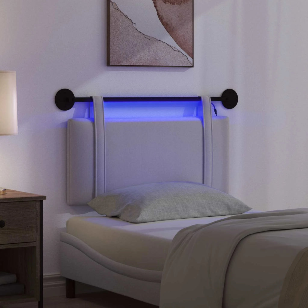 Testiera sospesa Con luce LED Grigio Nuvola Tessuto 3423846