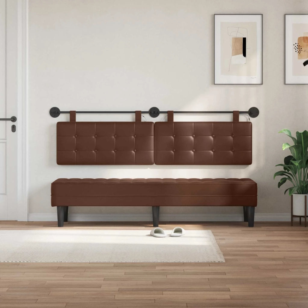 Testiera | Testata sospesa Con luce LED Marrone Similpelle