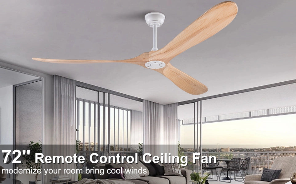 Ventilatore a soffitto in legno naturale 70 pollici senza luce con motore silenzioso DC e sistema di memoria, design moderno per interni ed esterni