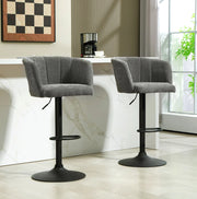 Set di 2 sgabelli da bar ULEVR girevoli 360¡ã e regolabili in altezza 64-85 cm, con poggiapiedi, grigio scuro