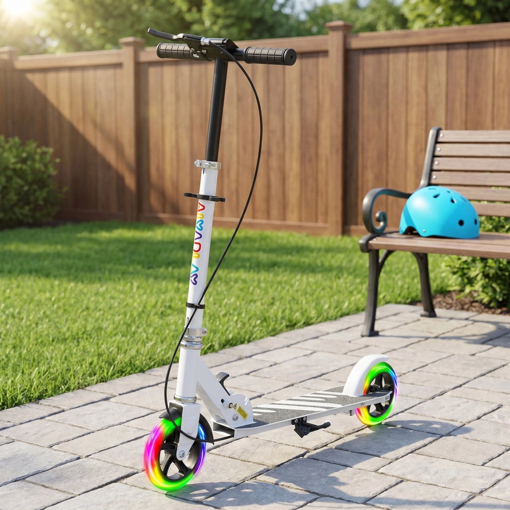 Monopattino per bambini con doppio freno ¨C Xylo ¨C telaio in metallo pieghevole 3-8 anni bianco