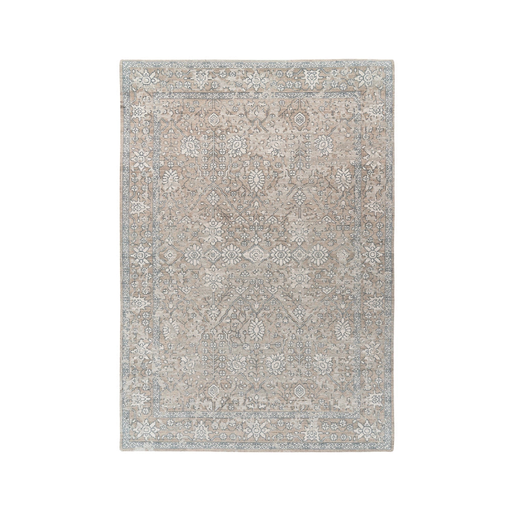 Tappeto vintage Perry Khaki e Beige in misto cotone