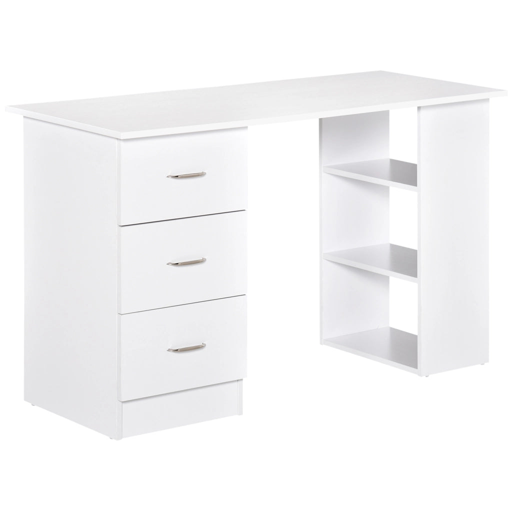 EasyComfort Scrivania Porta PC con 3 Cassetti e 3 Ripiani, Scrivania per Camera e Ufficio in Legno 120x49x72cm Bianco