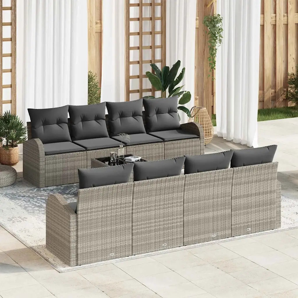 Set Divano da Giardino 9 pcs Grigio chiaro e grigio scuro
