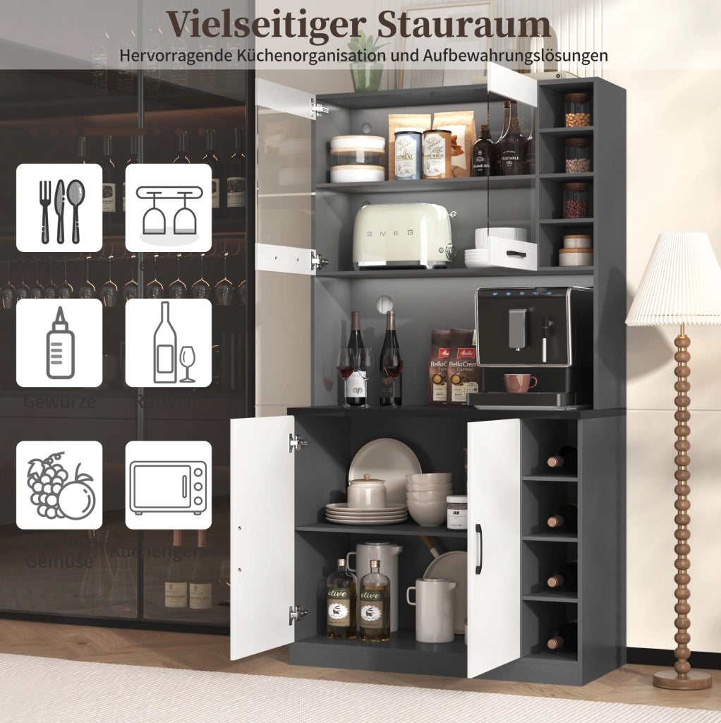 Mobile da cucina con LED, vani regolabili e ripiano per microonde