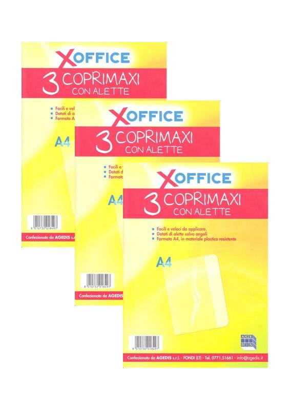 KIT SET 3 PZ COPRI QUADERNO MAXI CON ALETTE 3PZ TRASPARENTE