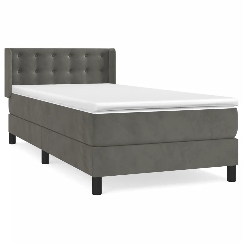 Giroletto a Molle con Materasso Grigio Scuro 100x200 cm Velluto 3131184