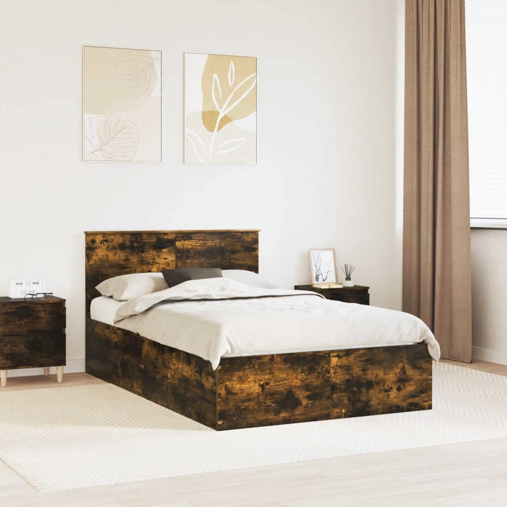 Letto matrimoniale | Letto per adulti | Struttura del letto Rovere fum¨¦ 120 x 190 cm Legno multistrato
