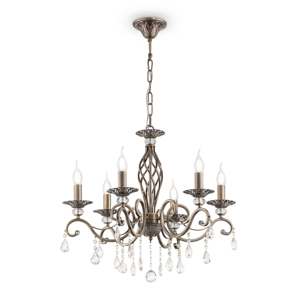 Lampadario Grace Maytoni 6 luci E14 cristalli ottone