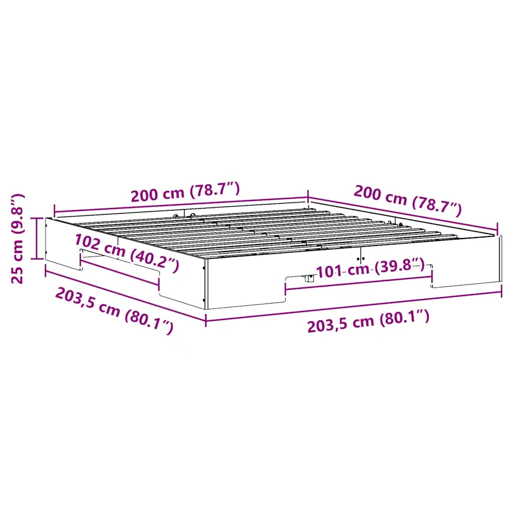 Letto matrimoniale | Letto per adulti | Struttura del letto Marrone 200 x 200 cm