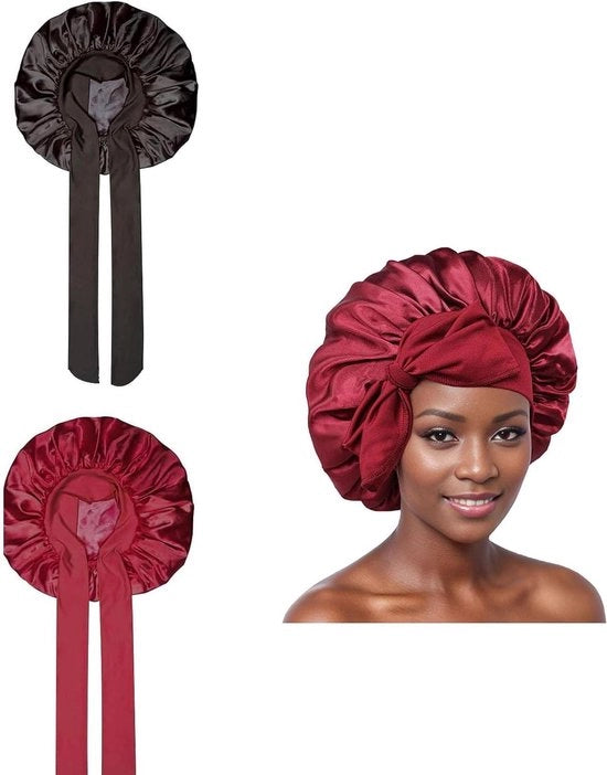 Bonnet a capelli in seta per dormire - 2 pezzi