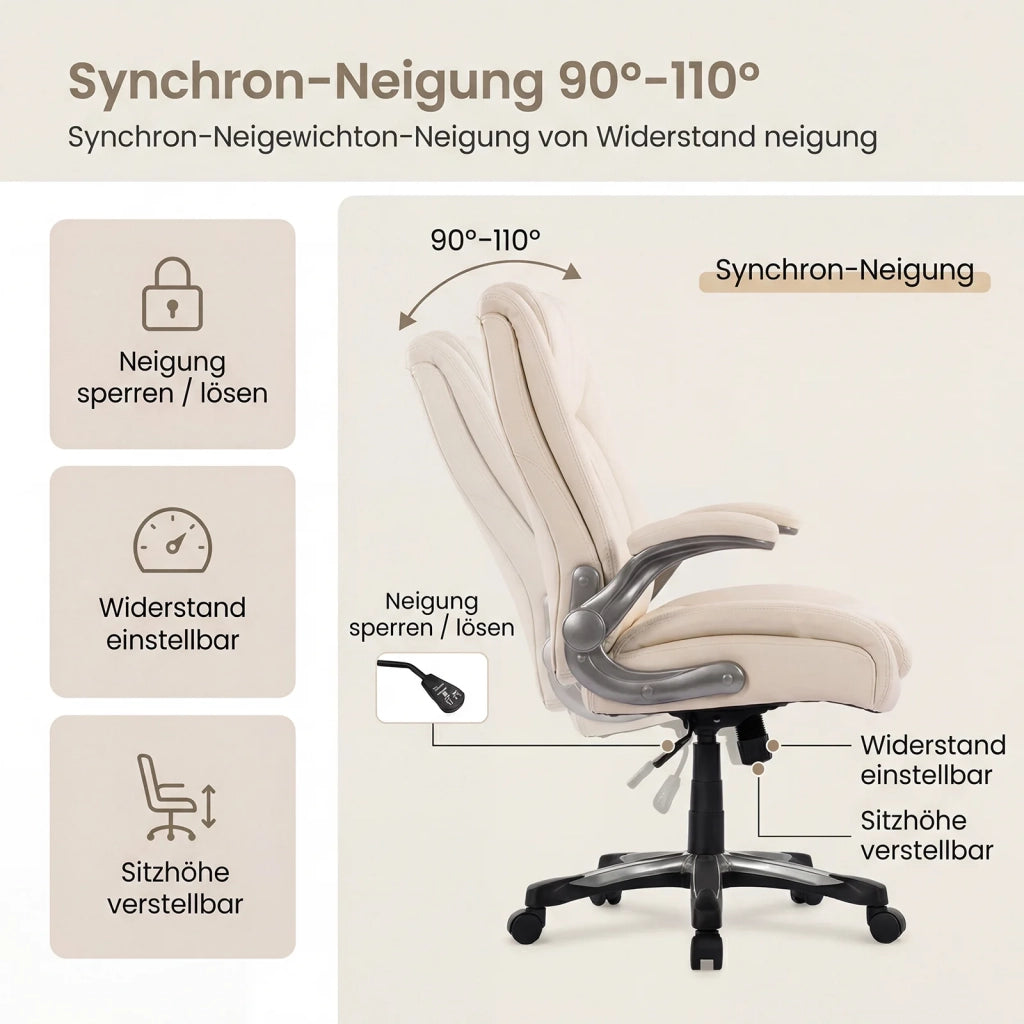 Sedia da Ufficio Ergonomica e Robusta, Carico Massimo 181 kg - Beige