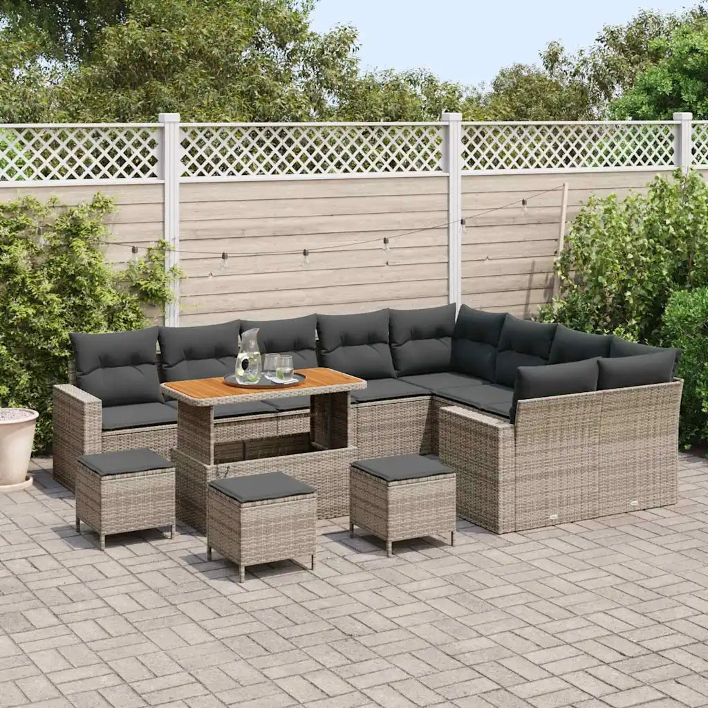 Set Divano da Giardino 13 pcs Grigio polyrattan