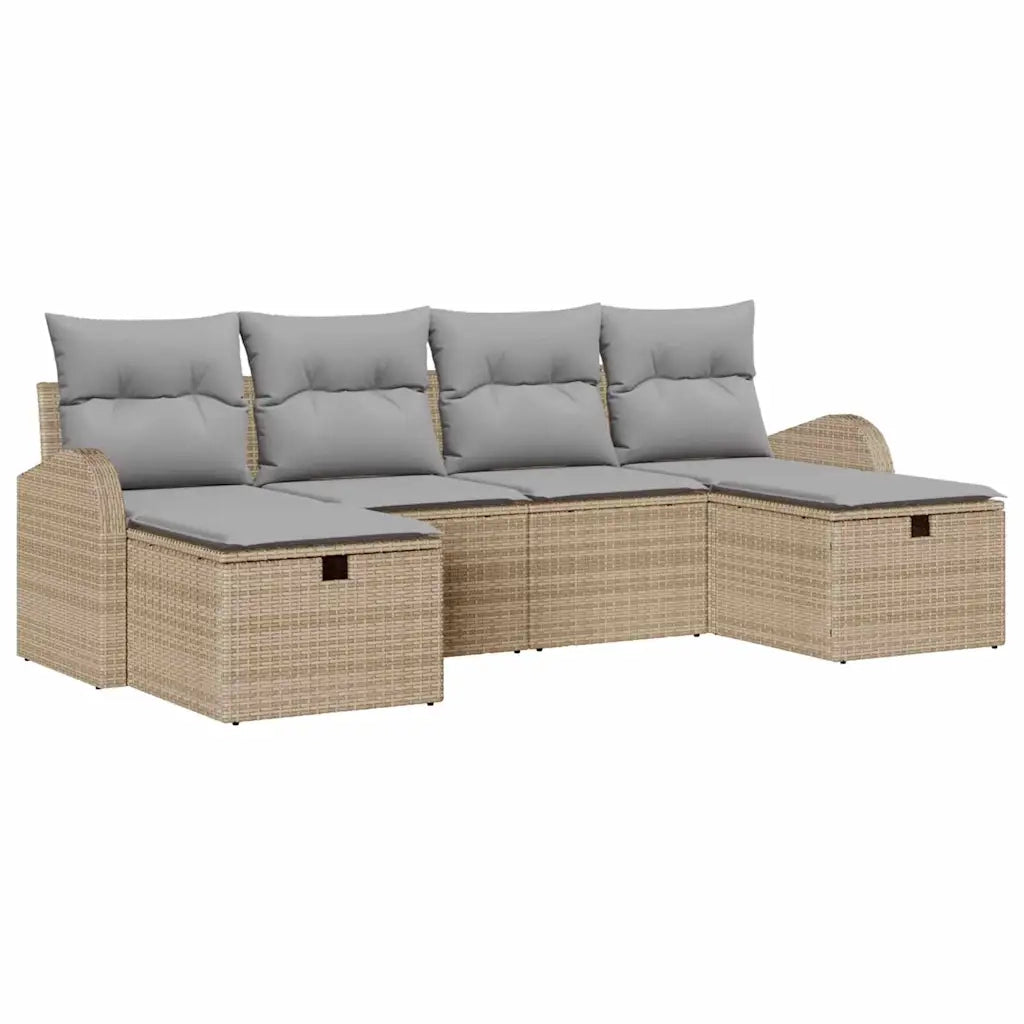 Set di divani 6 pcs Beige e Grigio Chiaro polyrattan