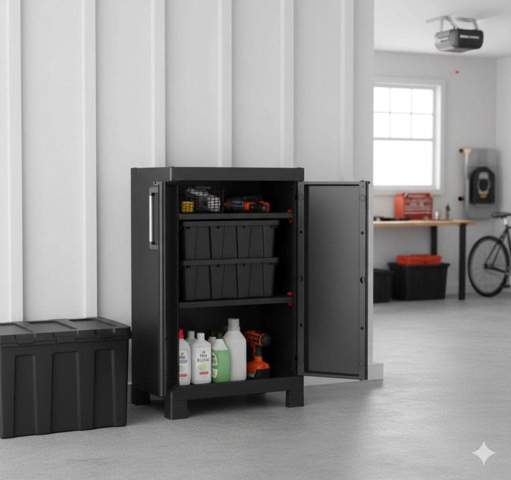 Armadio in Resina 2 Ripiani 65x45x97 cm Keter Detroit Basso Nero