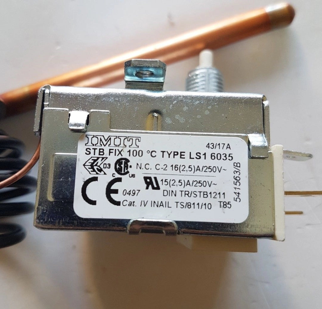 Ricambistufeapellet TERMOSTATO SICUREZZA MECCANICO RIARMO MANUALE CON CAPILLARE 90 110 °C IMIT LS1