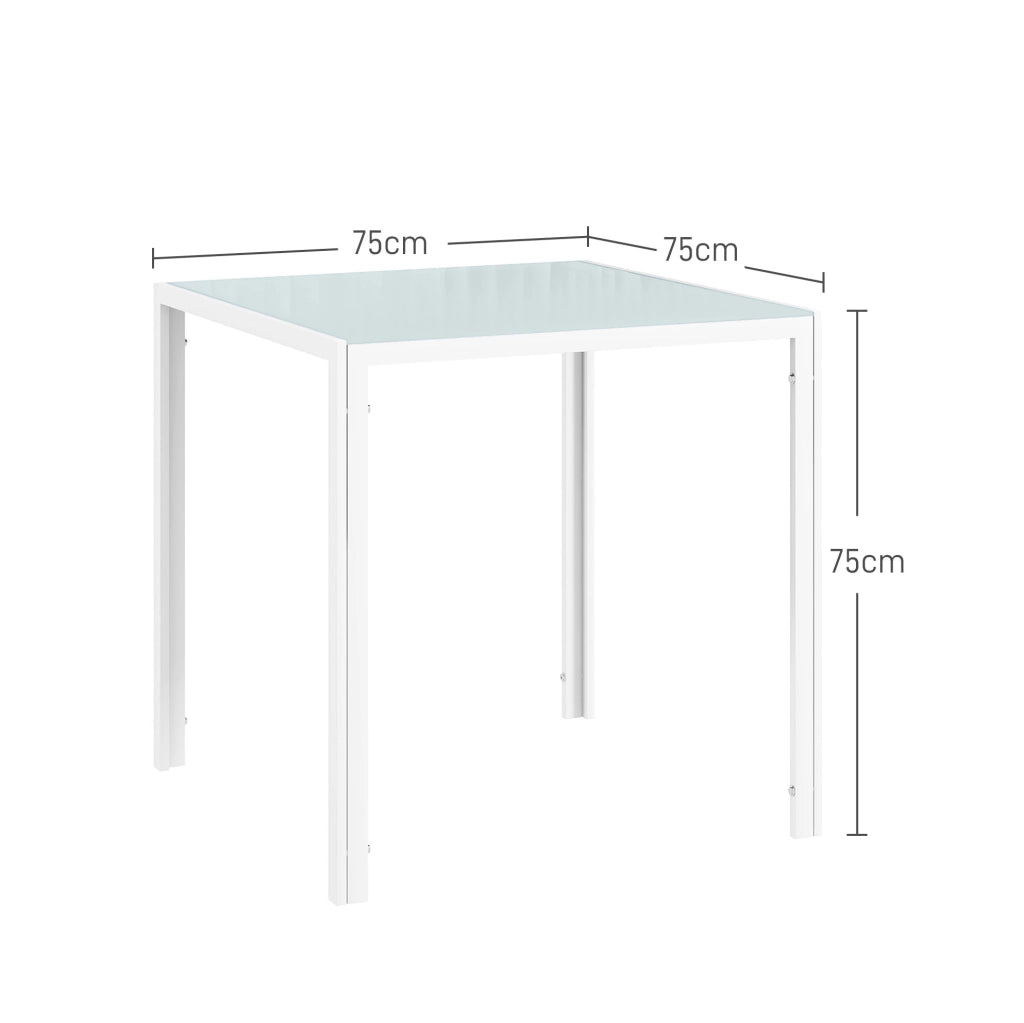 Tavolo da pranzo quadrato in vetro 75x75 cm bianco