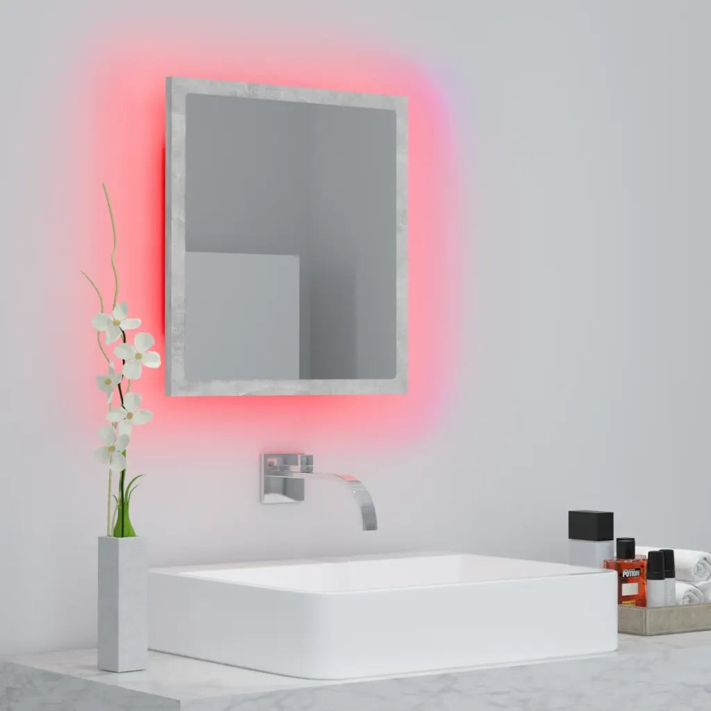 Specchio da Bagno a LED-Specchio per Bagno Grigio 40x8,5x37 cm in Acrilico