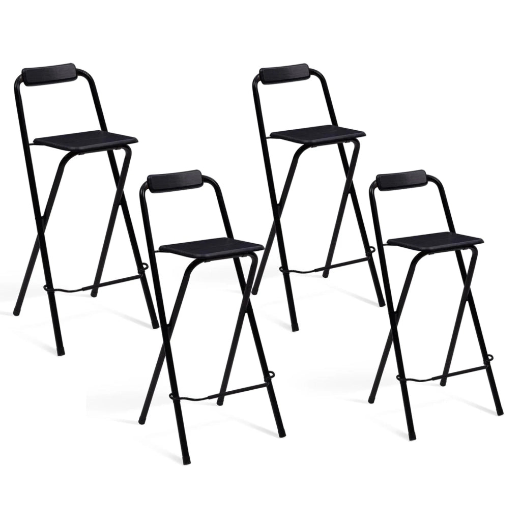 IDMarket - Set di 4 sgabelli da bar pieghevoli DELSON neri