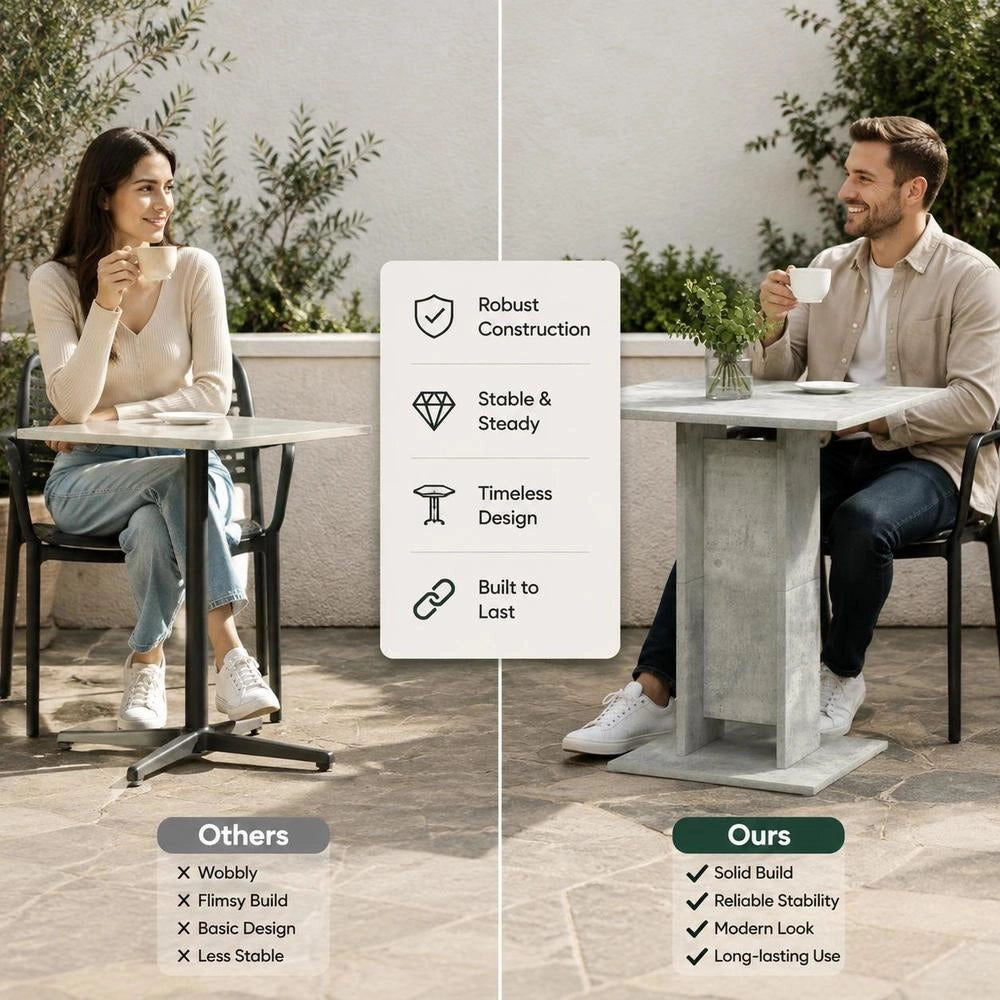 Bistro Table, Concrete Grey, 60x60x75 Cm, Wood-based Material