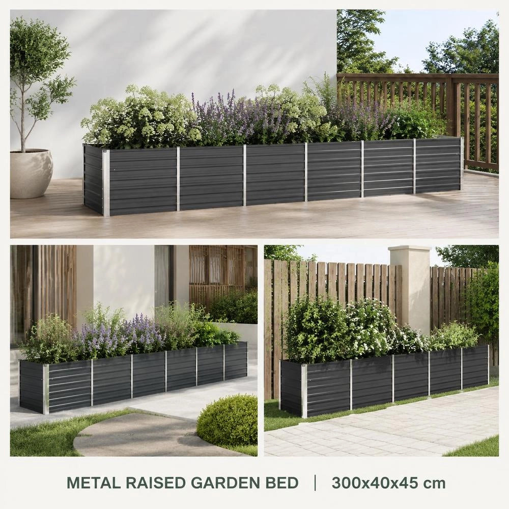 Garden Raised Bed Galvanized Steel 480x80x77 Cm Anthracite