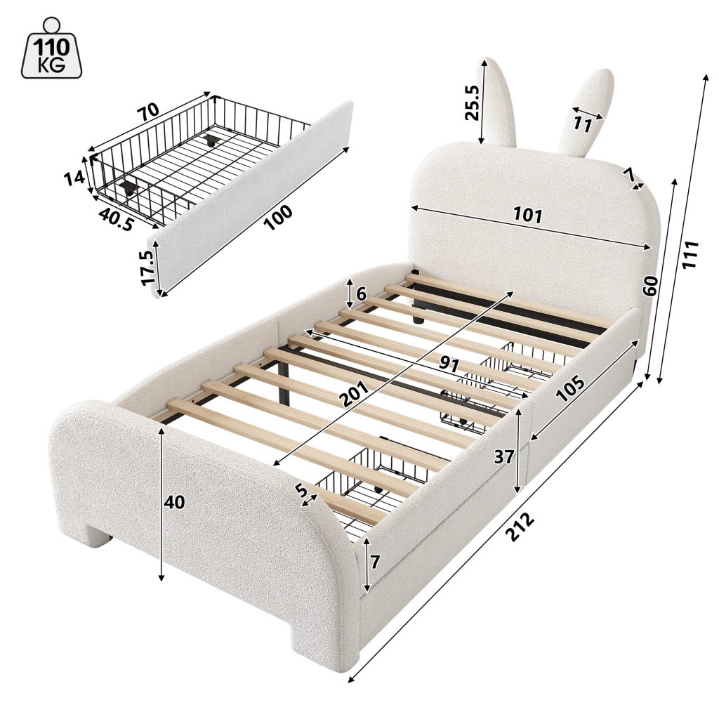 letto piatto in peluche bianco 90 x 200 cm