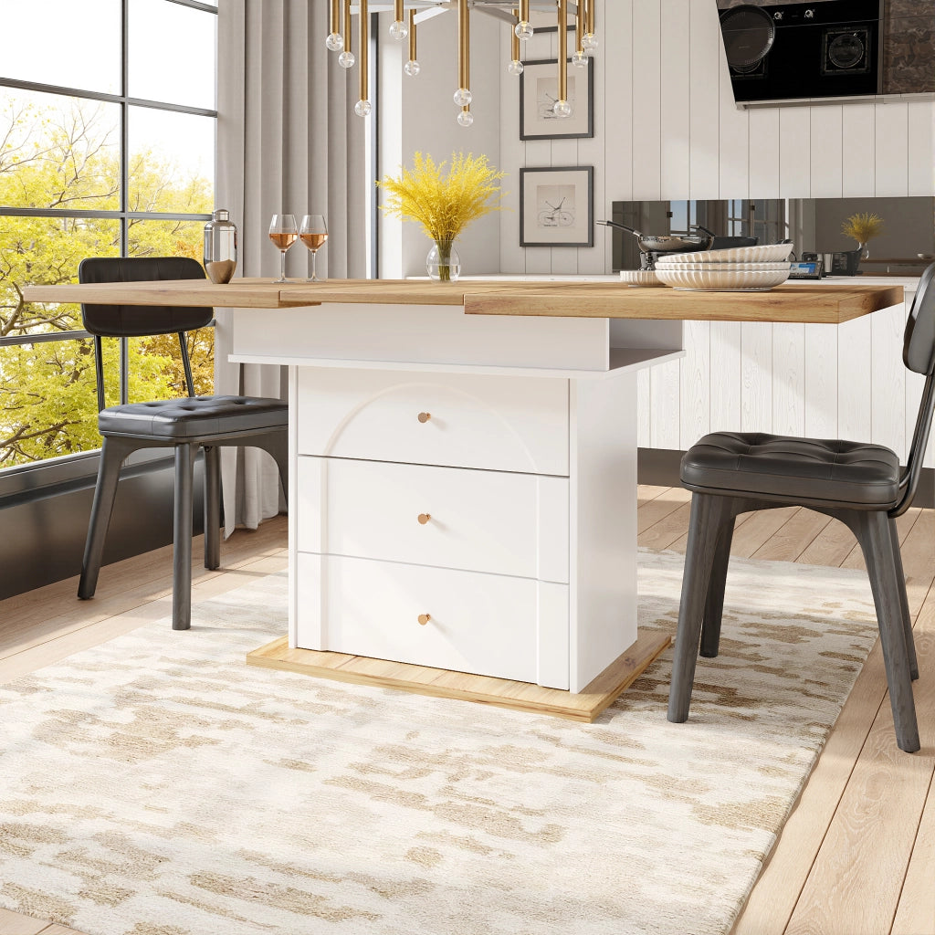 Tavolo allungabile con piano estensibile bilaterale e vano contenitore in MDF 110 × 80 × 75 cm