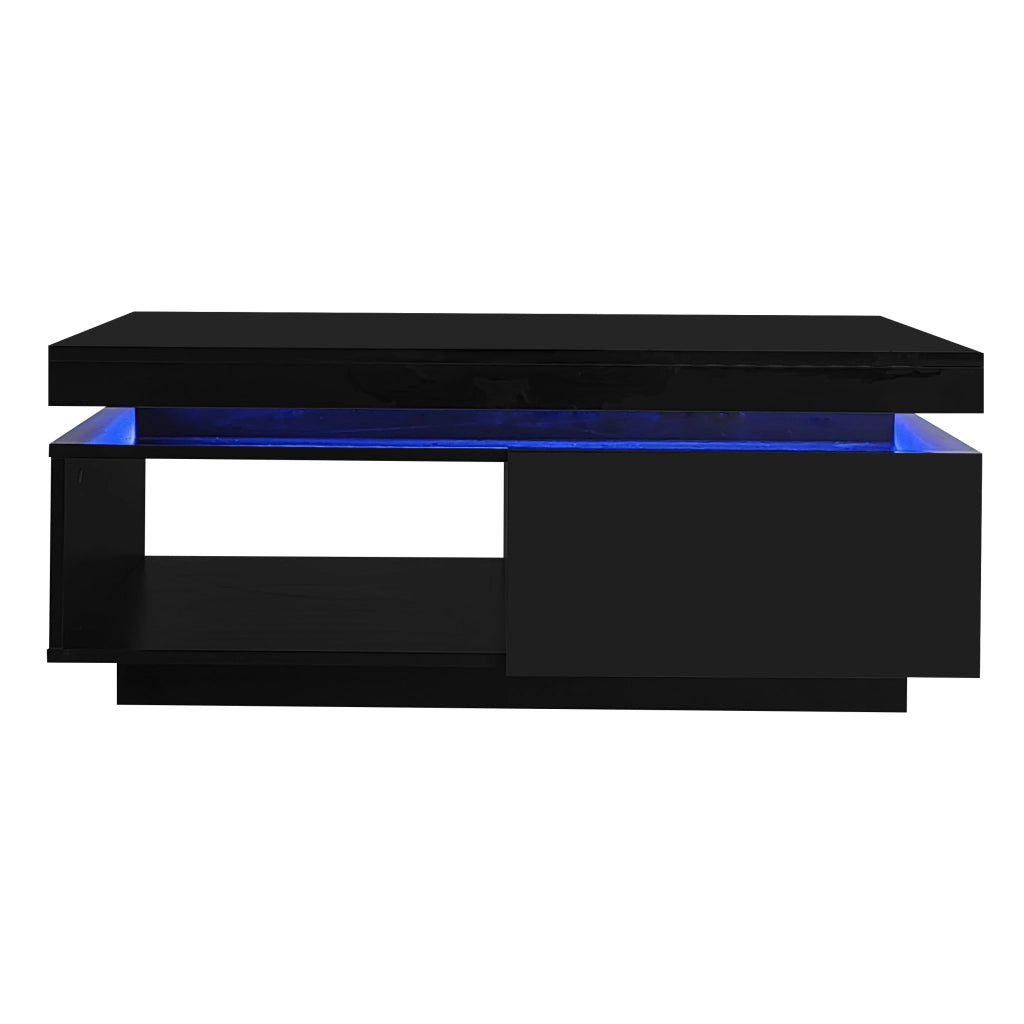 Credenza; con LED; finitura lucida; nero