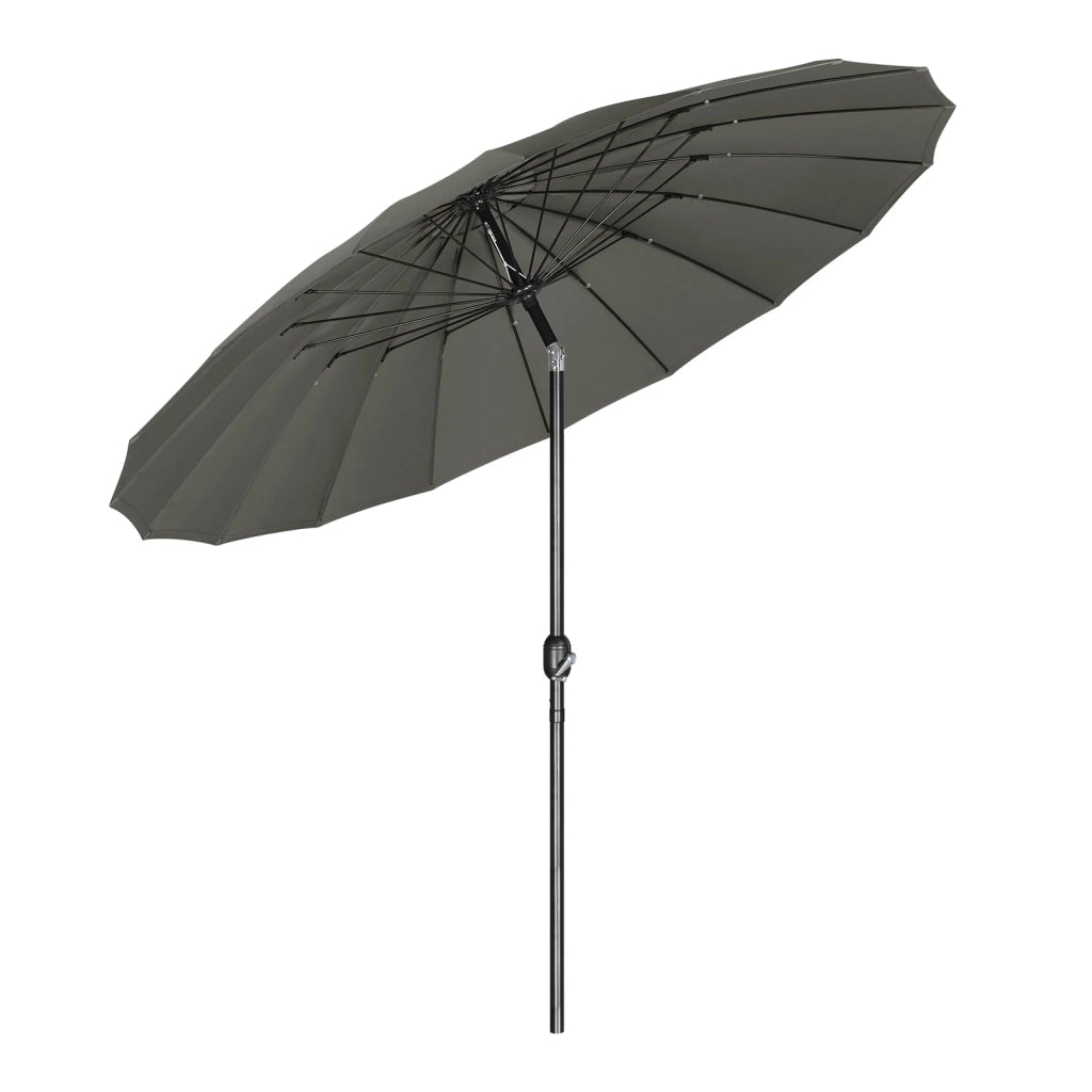 Ombrellone da giardino Ø 257 cm inclinabile con manovella 18 stecche in fibra di vetro poliestere grigio scuro