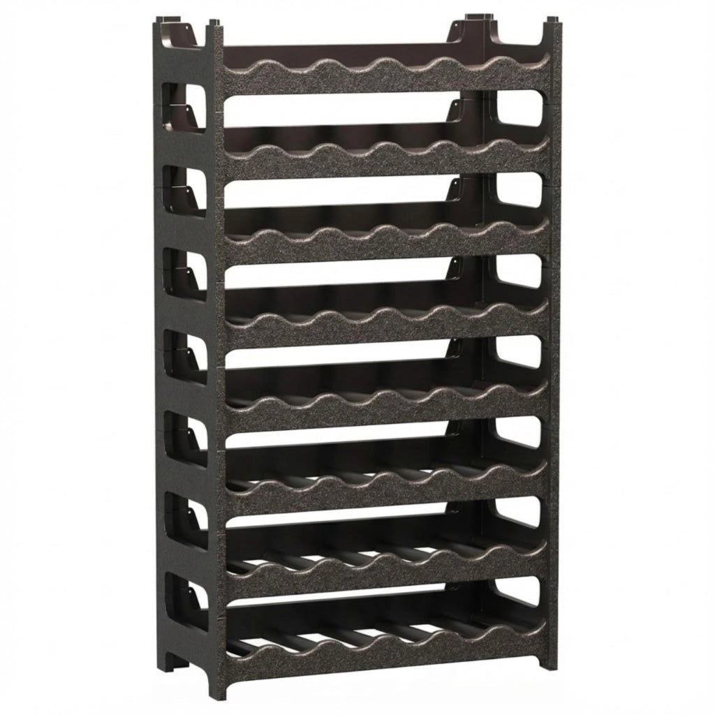 CookandSupply x TheWV Cantinetta Vino in Plastica Modulare Impilabile, Portabottiglie Effetto Pelle Martellata, 6 Bottiglie per Modulo, Scaffale Portavino Salvaspazio - Marrone Corten, 48