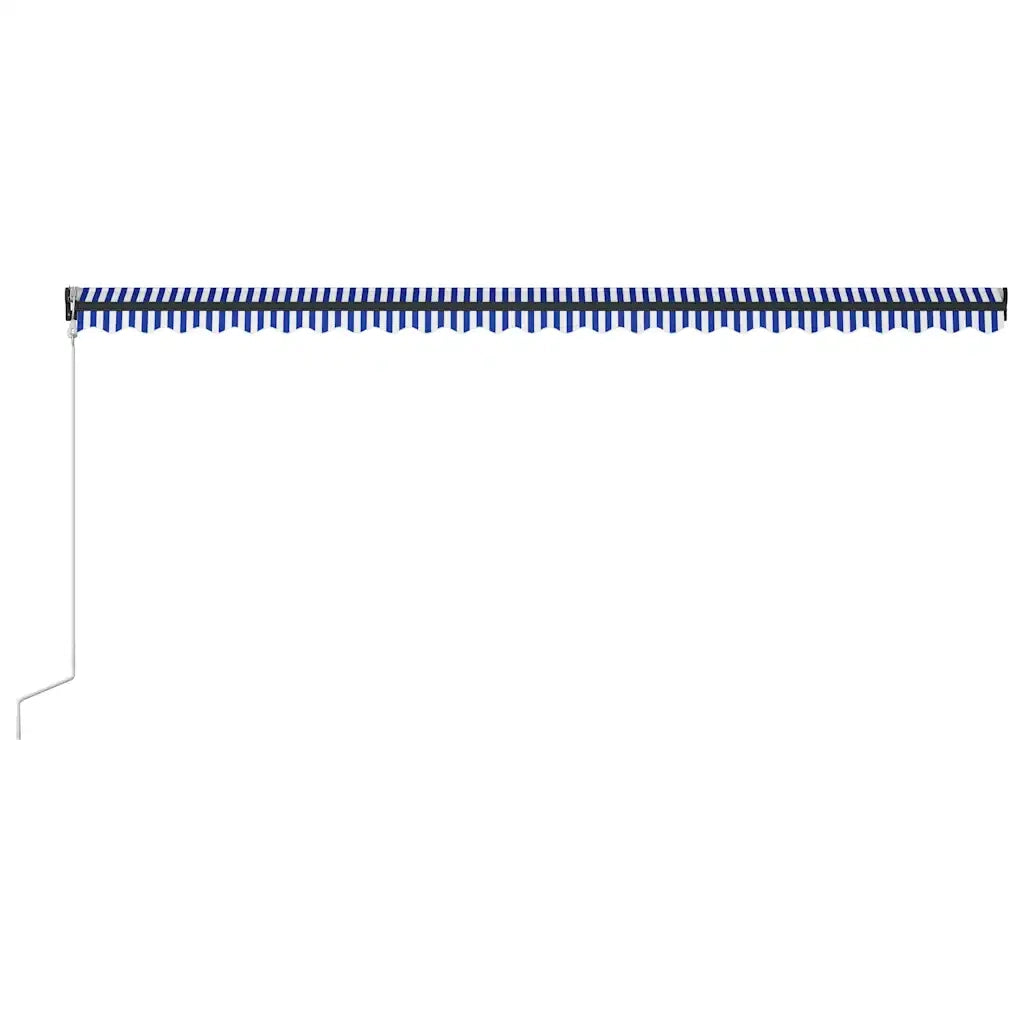 Tenda con Sensore Vento e LED 600x300 cm Blu e Bianca 3051284