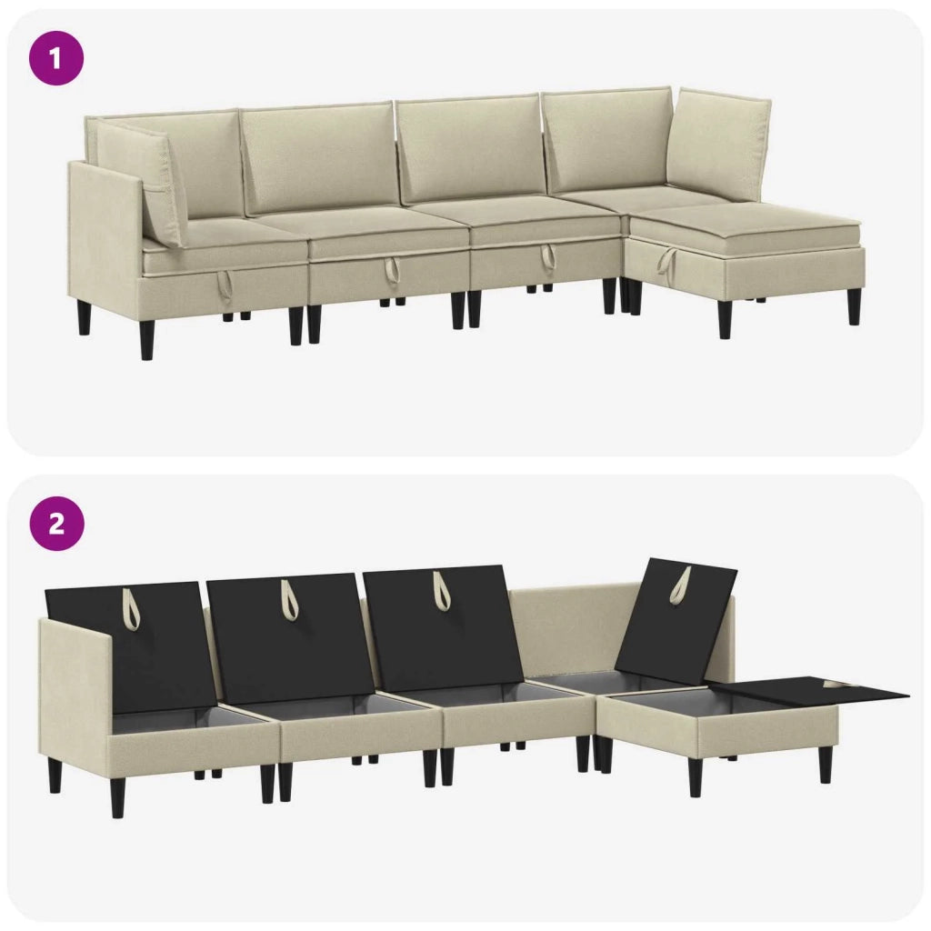 Set di mobili per il soggiorno 5 pcs Sabbia Tessuto 3413791