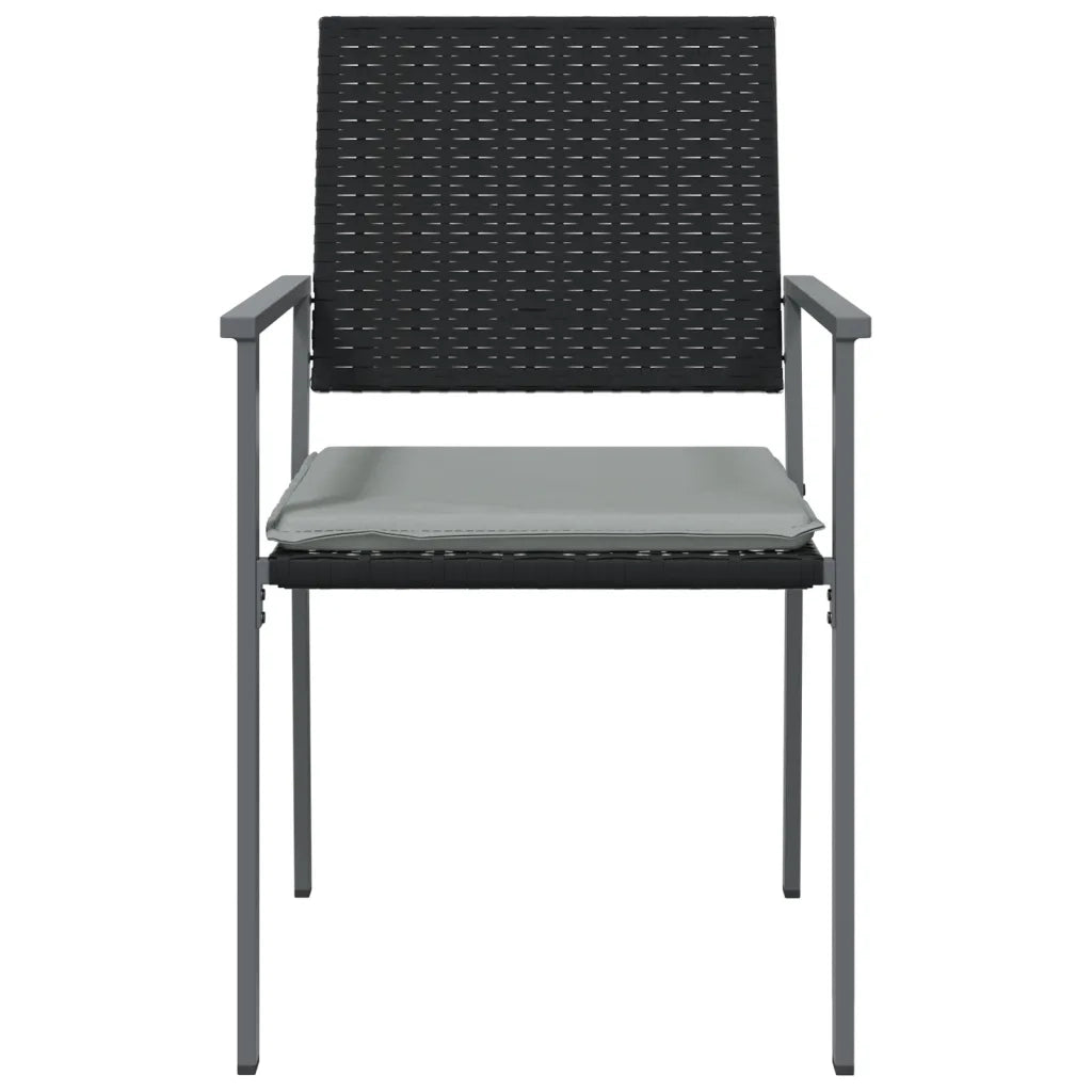 Sedie da Giardino con Cuscini 6pz Nere 54x62,5x89 cm Polyrattan 3187082